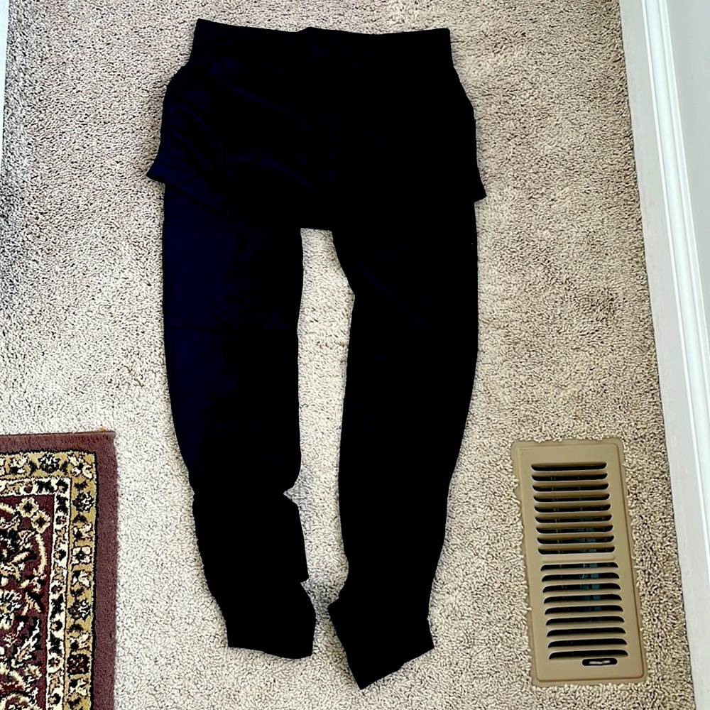 Athleta Black Leggings with attached skirt.